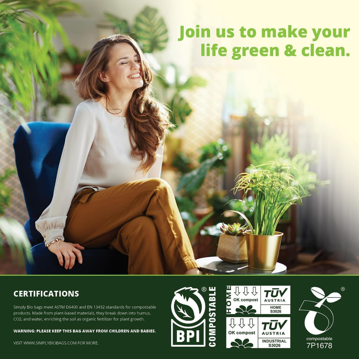 60-64 Gallon Compost bags BPI Certified Compostable Bags Heavy Duty Extra Thick 2 Mil, 242.27 Liter, 12 Bags, Leaf Bag, Lawn, Yard, and Restaurant Use, ASTM D6400, OK Compost Home Certified