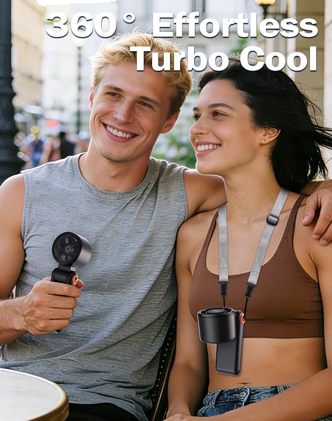 Portable Handheld Fan Rechargeable, Mini Personal Fan with 5 Speeds, Small Quiet Cooling Fan, USB Travel Fan for Outdoor, Office, Home, Summer