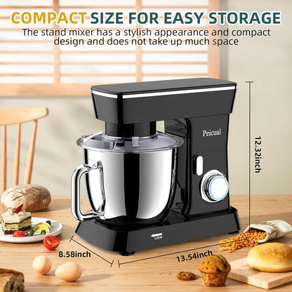 Stand Mixer, 6QT 10+P Speed Tilt-Head Kitchen Electric Mixer, Food Mixer with Stainless Steel Bowl, Dough Hook, Flat Beater, Wire Whisk