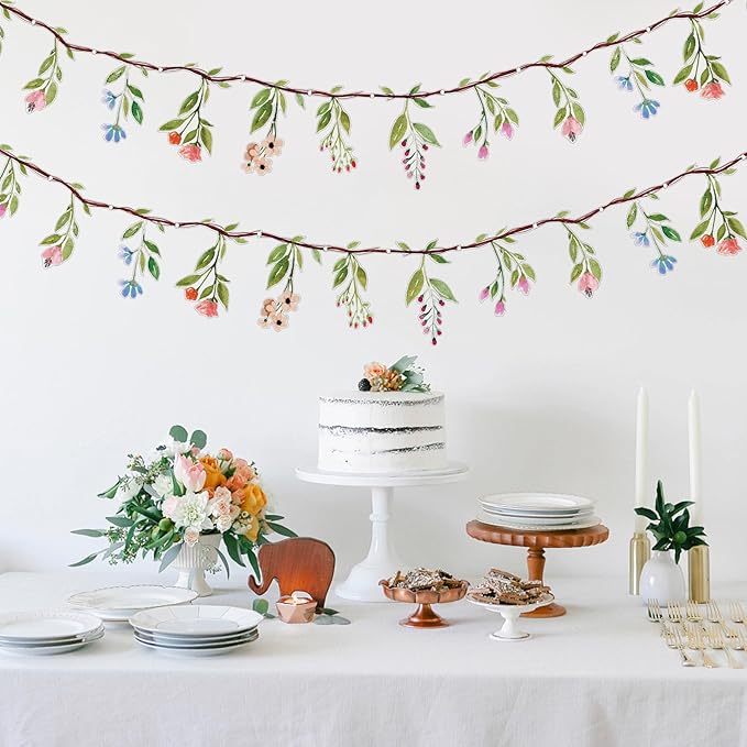 3set Flower Plastic Banner Wildflower Garland for Party Supplies Home Decorations