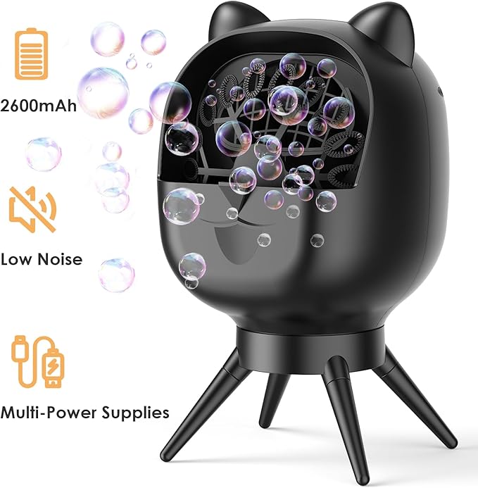 Portable Bubble Machine for Kids with 1800mAh Rechargeable Battery, 400ml Large Tank, Dual Speed Control & USB-C Charging, Indoor Outdoor Bubble Blower Party Toy
