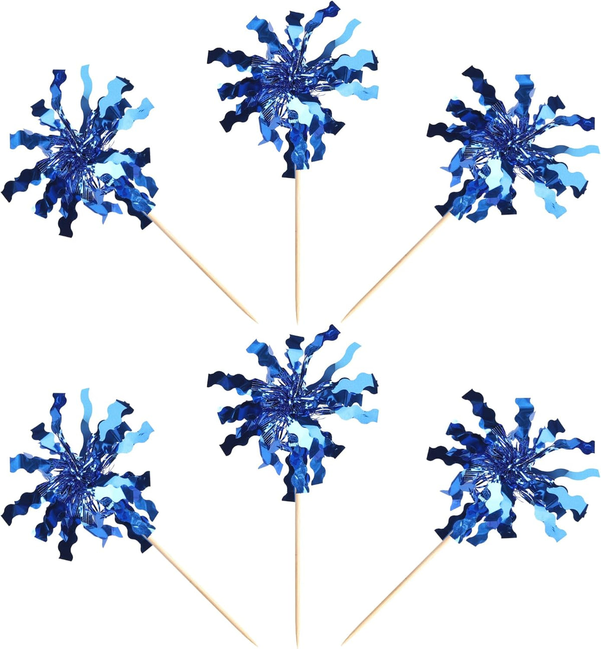 30 PCS Foil Firework Cupcake Toppers Sparkle Tinsel Cupcake Picks Happy Birthday Cake Toppers Drink Stirrers Cocktail Fruit Toothpicks for Baby Shower Birthday Party Decorations Supplies Dark Blue