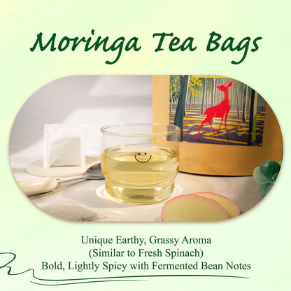 WT Weetee Moringa Tea Bags 100 Count, 100% Pure Dried Moringa Leaves, Caffeine Free Nutrient-Dense Herbal Tea