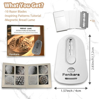 Premium Magnetic Bread Lame & Versatile Bread Scoring Tool - Professional Sourdough Scoring Tool and Lame Bread Tool with 10 Razor Blades & Scoring