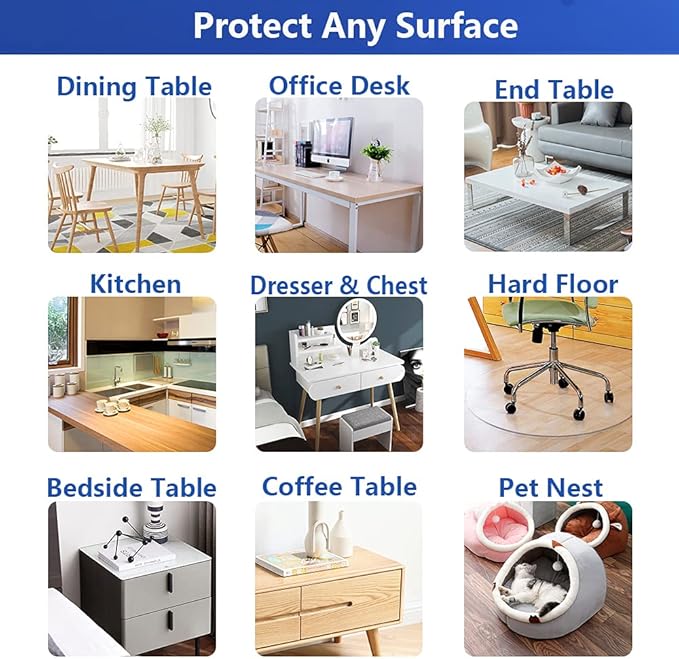 Splendeful 44x108 inch Clear PVC Conference Table Cover Protector Eco Plastic Crystal Kitchen Countertop Topper Protective Table Pad for Large Dining Room Party Table Meeting Table Pub Bar Desk
