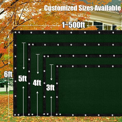 LITA 6' x 74' Garden Privacy Fence Screen Cover (HDPE) UV Protection Weather-Resistant Heavy Duty Shade Cover for Deck, Patio, Backyard, Outdoor Pool, Porch, Railing, Dark Green, Customizable