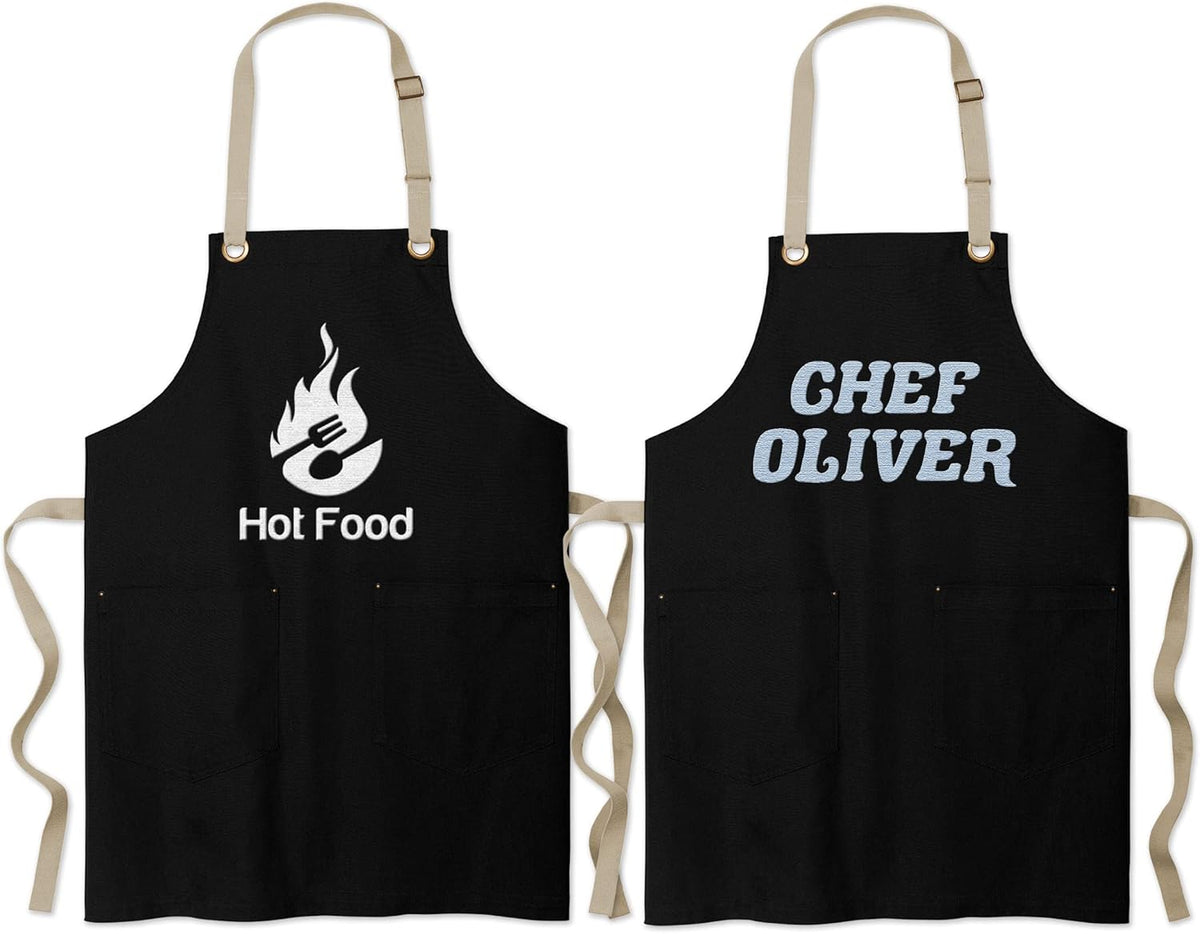 TEEAMORE Custom Embroidered Kitchen Apron Add Your Name Logo Design Cooking Baking Kitchen Chef Apron Gifts