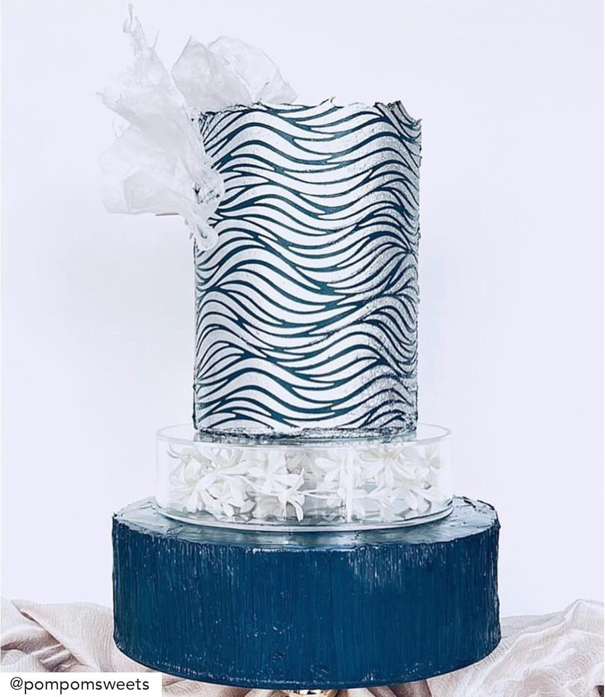 Cake Baking Stencil - Seamless Delicate Pattern for Decorating Tall Double Barrel Cake to Use with Buttercream, Royal Icing, Ganache, Paint, Airbrush (FLO)