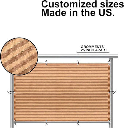 Eden's Decor Balcony Privacy Screen Brown/Khaki 3'x 18' Cover Mesh Windscreen Weather-Resistant UV Protection for Backyard Deck, Patio, Balcony, Pool, Porch, Fence, Railing, Gardening