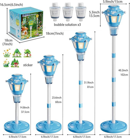 BBnote Street Lamp Bubble Machine with Light, Rechargeable Outdoor Summer Bubbles Toys for Kids & Adults, Bubble Blower and Wand Toy, Birthday Christmas Party Gifts for Toddlers Teens Blue