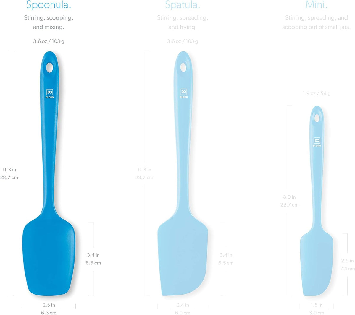 DI ORO Silicone Spoon Spatula - Forever Warranty - 600°F Heat-Resistant Large Silicone Spoonula Scraper