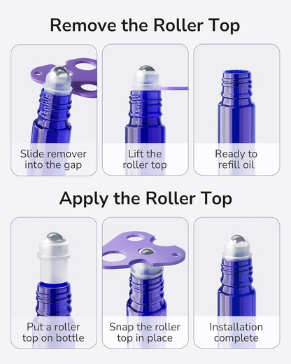 ULG Essential Oil Roller Bottles 48 Pack 10ml Cobalt Blue Glass Empty Bottles with Stainless Steel Roller Balls (10 Extra Roller Balls, 4 Openers, 4 Droppers, 48 Waterproof Labels)