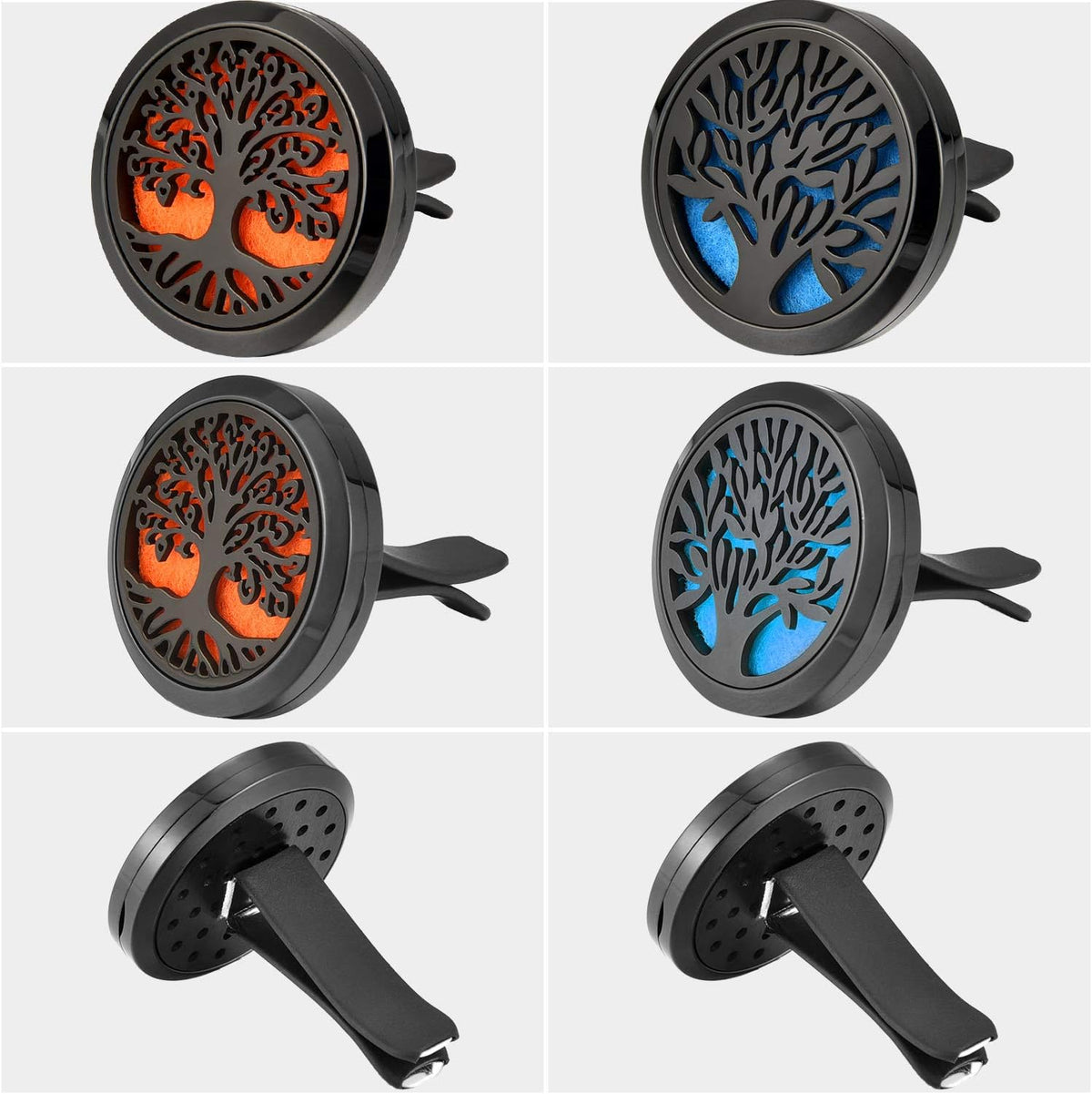 2 Pieces 316L Car Aromatherapy Oil Diffuser Air Freshener with 48 Felt Pad (Tree Patterns)