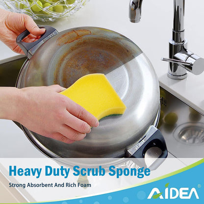 AIDEA Sponges Kitchen, 50 Pack Heavy Duty Dish Sponge, Cleaning Dish Scrubber Sponge for Home and Kitchen, Stink-Free Cleaning Supplies for Pots, Pans