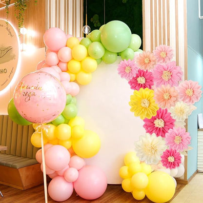 Geyee 18 Pcs Mexican Paper Flowers Colorful Fiesta Tissue Paper Flowers Pom Poms Mexican Carnival for Floral Party Backdrop Wedding Birthday Party Craft, 6" 8" 10" (Vivid Color)