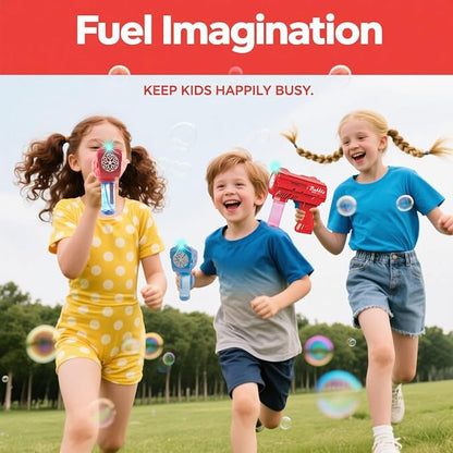 Bubble Gun for Kids 3-8, Automatic Bubble Blaster with LED Light & Refill Solution, Kids Bubble Machine Blower, Outdoor Toy for Birthday Party Wedding Easter Gift (Red)