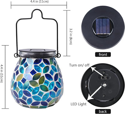 Bshine Mosaic Solar Lantern Outdoor Hanging Waterproof, Mosaic Light Indoor Decorative Table, Garden Decor for Yard Outside, Path, Courtyard, Lawn, Birthday Gift for Mom Women Gardening, Classical