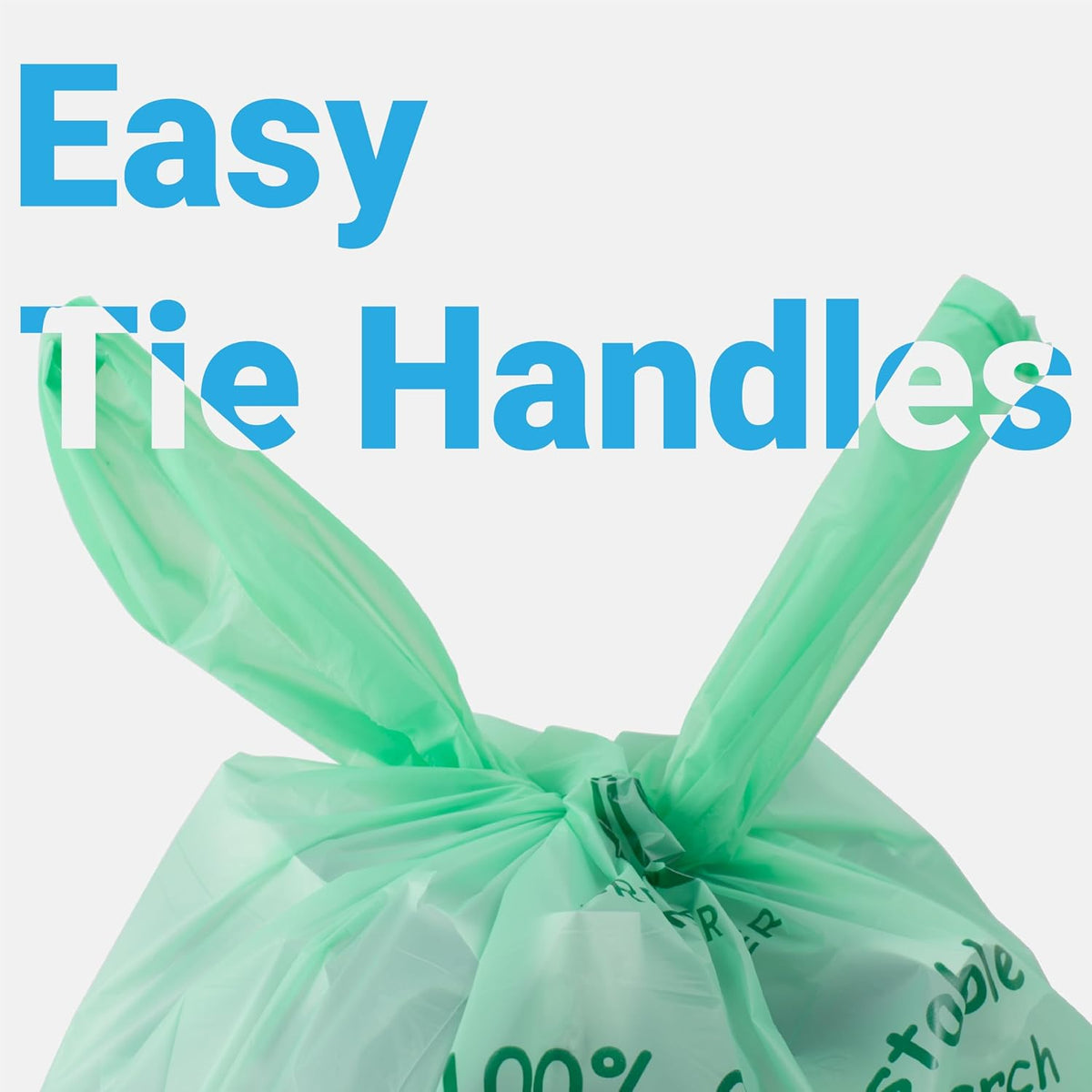 GREENER WALKER 100% Compostable Trash Bags with Tie Handles, 1.6 Gallon-150Bags, Food Scrap Kitchen Waste Bags with EN13432 Certified
