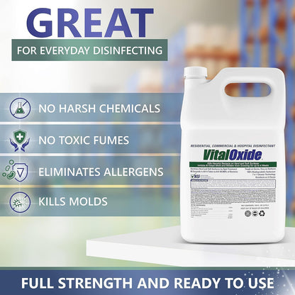 Vital Oxide Disinfectant, Deodorizer, Cleaner, Food-Contact Sanitizer, Virucide – (EPA registration #82972-1) – Kills Mold & Mildew, Eliminates Odors -4 Gallon