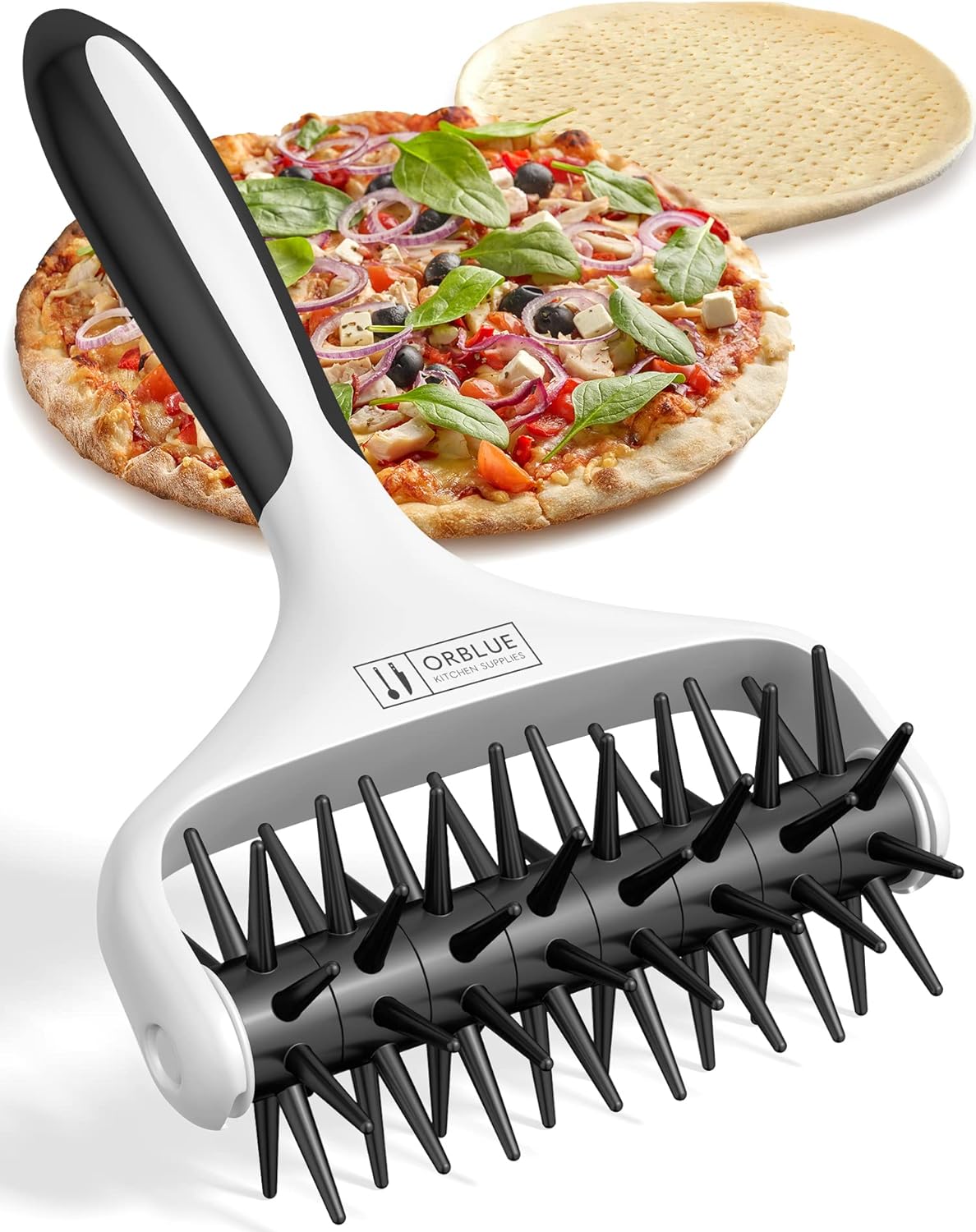Orblue Pizza Dough Docker Pastry Roller with Spikes, Pizza Docking Tool for Home & Commercial Kitchen