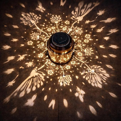 Solar Lanterns Outdoor Waterproof - Retro Metal Hanging Solar Lights with Dandelion Hollow-Out Pattern, Decorative Garden Decor for Outside Patio Yard Porch, Unique Floral Gifts for Women Mom Grandma