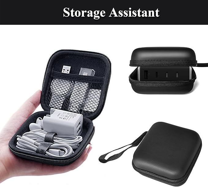 Charger Case,Mini Cable Organizer Cases,Pouch Case Bag,Small Charger Organizer,Waterproof Travel Storage Carrying Bag for USB Drives,Power Adapter,Earphones,Cords etc,Square,Black