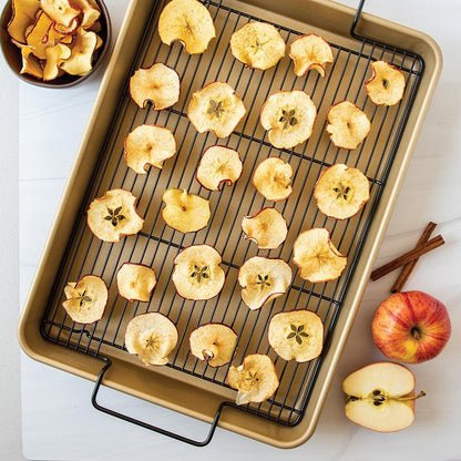 Nordic Ware High-Sided Half Sheet Oven Crisping Baking Tray with Rack, Natural Nonstick Aluminum For Air Frying, Crisping, Broiling, Baking; Cooking Surface 17.9 x 12.9 x 2 inches