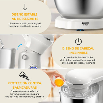 Electric Stand Mixer,10 Speeds Tilt-Head Food Mixer, 3-IN-1 Kitchen Mixer for Daily Cooks with Dishwasher-Safe 6QT Bowl,Dough Hook, Beater, Whisk (Almond Cream)