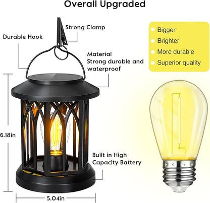 Hanging Solar Lanterns Outdoor Waterproof, 4 Pack Outdoor Lantern Decorative, Hanging Solar Lights for Outside Table Yard Porch Balcony Desk Patio Decor