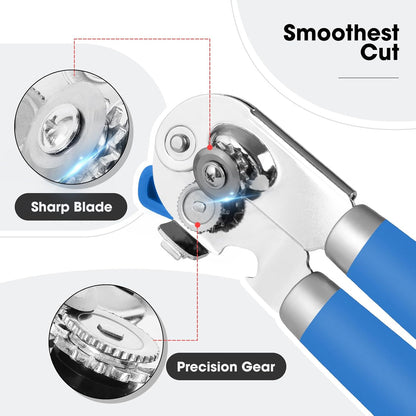 Beneno Can Opener Manual with Magnet, Hand Held Heavy Duty Can Opener with Durable Sharp Blade Smooth Edge, Big Effort-Saving Knob