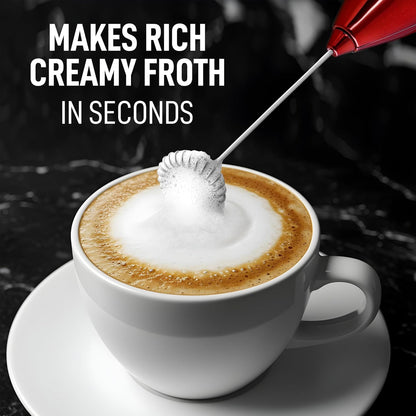 Zulay Executive Series Ultra Premium Gift Milk Frother For Coffee with Deluxe, Radiant Finish - Coffee Frother Handheld Foam Maker - Electric Milk Frother Handheld For Lattes Premium UV Red