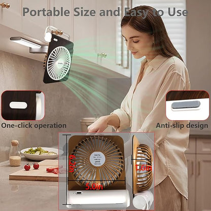 Digibond Rechargeable Desk Fan Quiet and Small 225° Rotated Small USB Fan for Home