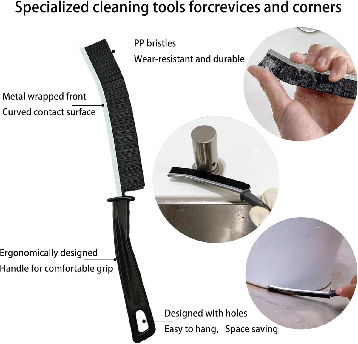 7 Pcs Multi-Purpose Crevice Cleaning Brush Tool for Stubborn Kitchen Grease Stains, Bathroom Crevices, Window Gutters, Tiles and Faucets