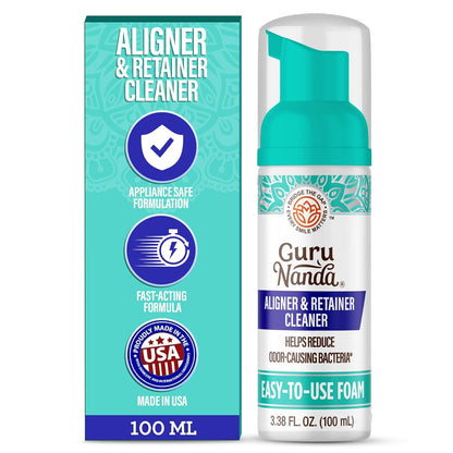 GuruNanda Aligner & Retainer Cleaner Foam – Gentle Cleaning for Aligners, Retainers, Veneers & Mouthguard, Helps Neutralize Odors, Ideal for Daily Use, 100 ml