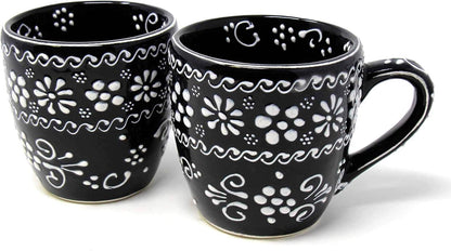 Encantada Handmade Hand-Painted Authentic Mexican Pottery Mugs (1-Pack, Ink)