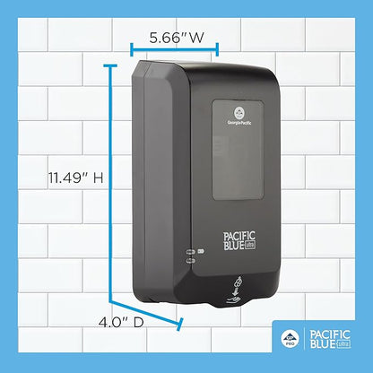 Georgia-Pacific (53590) Pacific Blue Ultra Automated Soap Dispenser, Black, Wall Mounted, Easy To Install & Maintain, Batteries Included