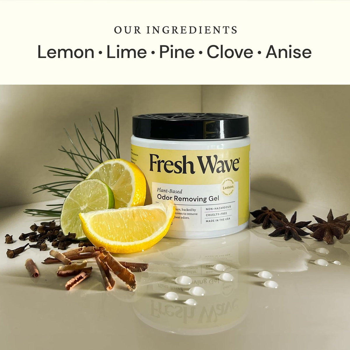 Fresh Wave Lemon Odor Removing Gel, 15 oz. | Odor Absorbers for Home | Safer Odor Relief | Natural Plant-Based Odor Eliminator | Every 15 oz. lasts 30-60 Days | For Cooking, Trash & Pets