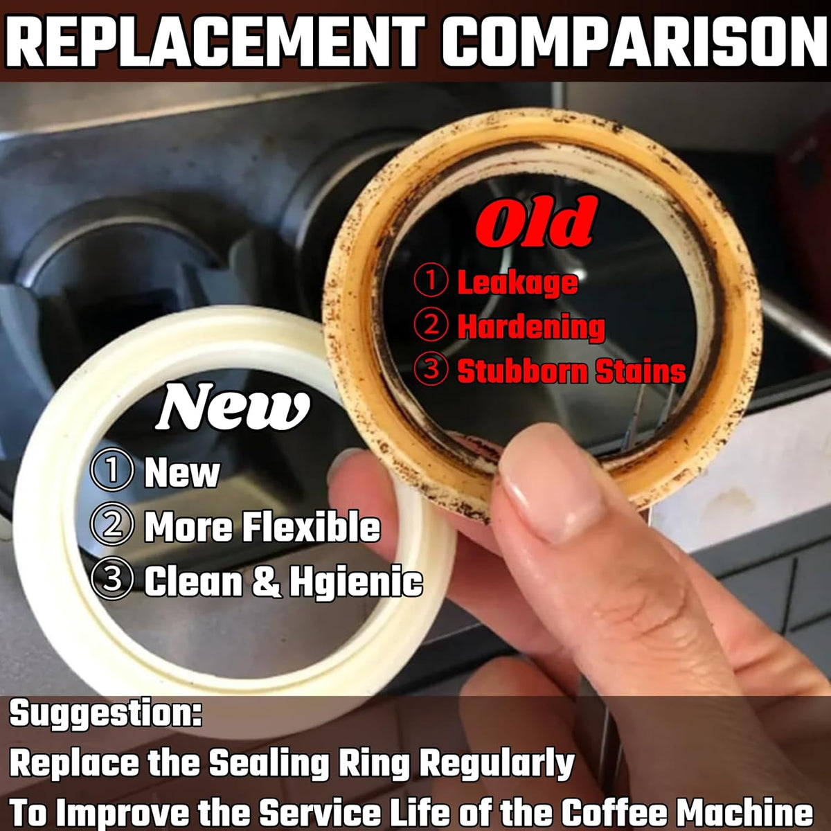 54MM Silicone Steam Ring 2PCS，Brevilles Gasket Replacement for Breville Espresso Machine Parts Breville Espresso Machine Accessories