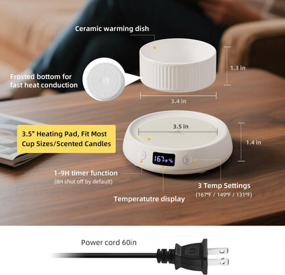 Coffee Mug Warmer for Desk with Auto Shut Off, Electric Cup Candle Wax Melter Warmer with 1-9H Timer