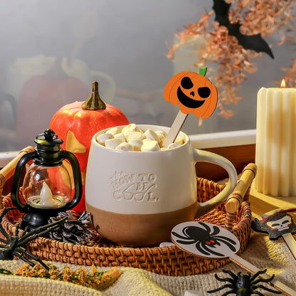 Jinei 120 Pcs Halloween Coffee Stirrers Stir Sticks Natural Wooden Stir Sticks Disposable Drink Stirrers for Stirring Hot Chocolate Milkshake