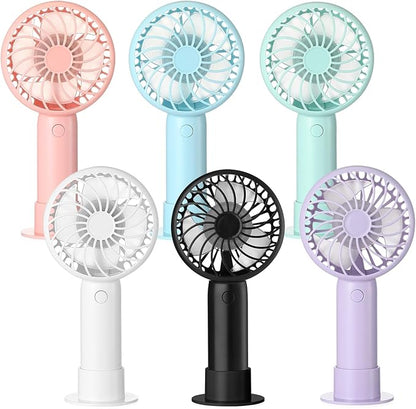 Tujoe 24 Pcs Mini Powerful Handheld Fan 3 Speed Personal Small Portable Rechargeable Fan with Base USB for Women Eyelash Makeup Office Travel Beach Indoor Outdoor (Colorful)