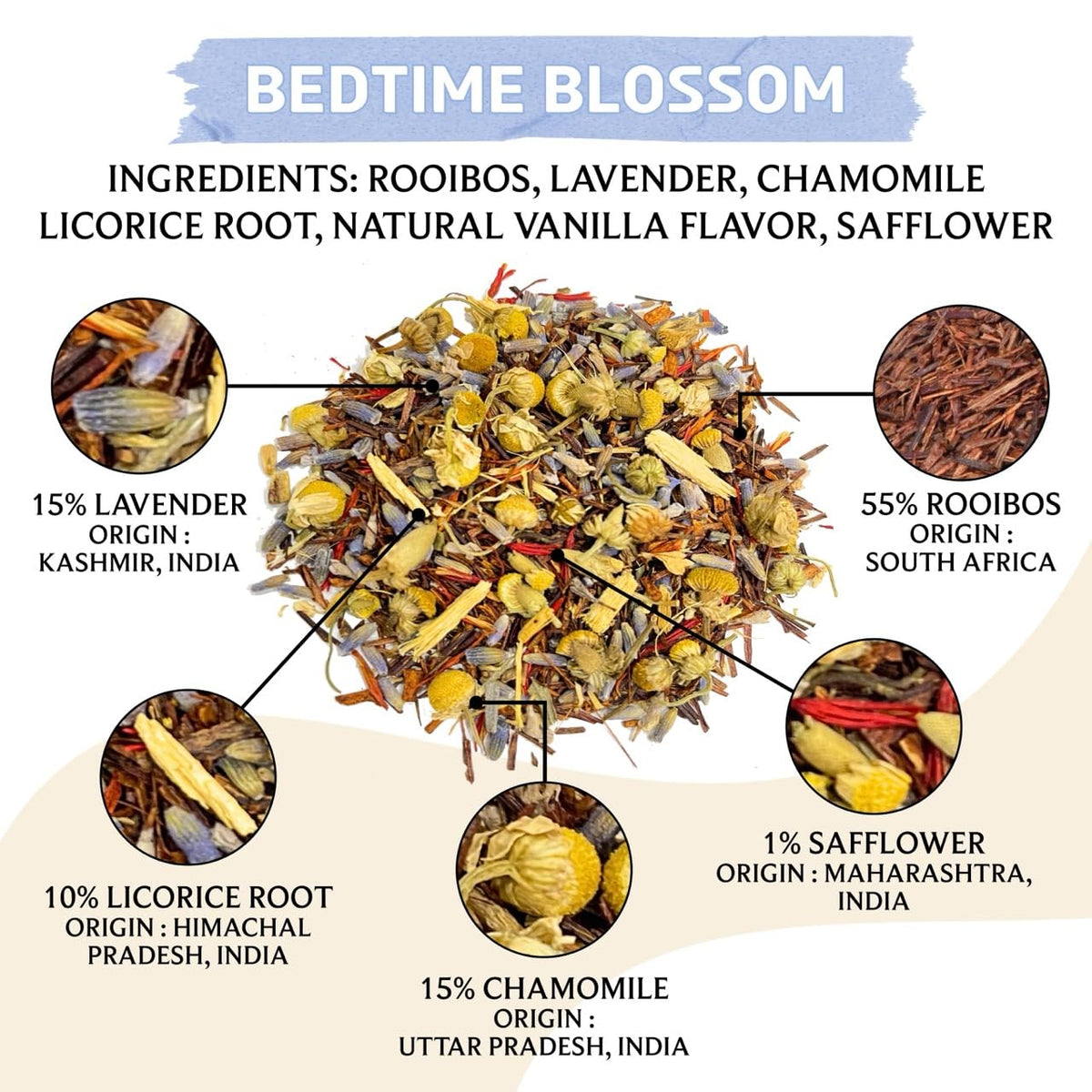 Brewix, Bedtime Blossom Calming Tea For Sleep (50+ Cups) Herbal All Natural, Supports a Good Night’s Sleep, Night Time, Caffeine Free with Rooibos