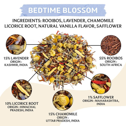 Brewix, Bedtime Blossom Calming Tea For Sleep (50+ Cups) Herbal All Natural, Supports a Good Night’s Sleep, Night Time, Caffeine Free with Rooibos