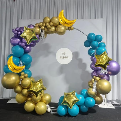 144pcs Eid Mubarak Balloon Arch Kit, Ramadan Eid al-Adha Decorations, Turquoise Teal Blue Purple Gold Moon Twinkle Star Balloons Garland, Happy Eid al-Fitr Party Muslim Islamic EID party for Home