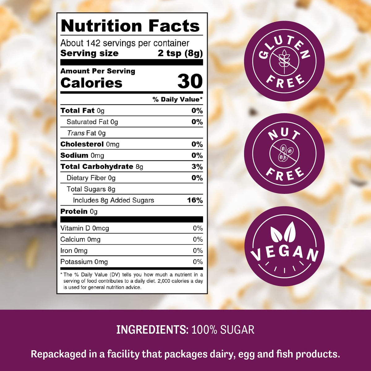 Judee's Gluten Free Superfine Caster Sugar - 2.5 lbs Delicious & Gluten-Free for Homemade Treats, Baked Goods, and Toppings - Airy & Smooth for Baking