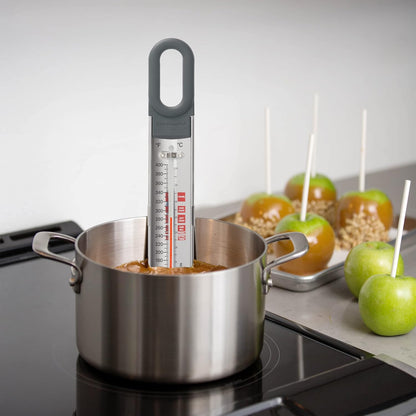 KitchenAid Curved Stainless Steel Paddle Style Candy and Deep Fry Thermometer with Pan Clip, Temperature Range 100F to 400F