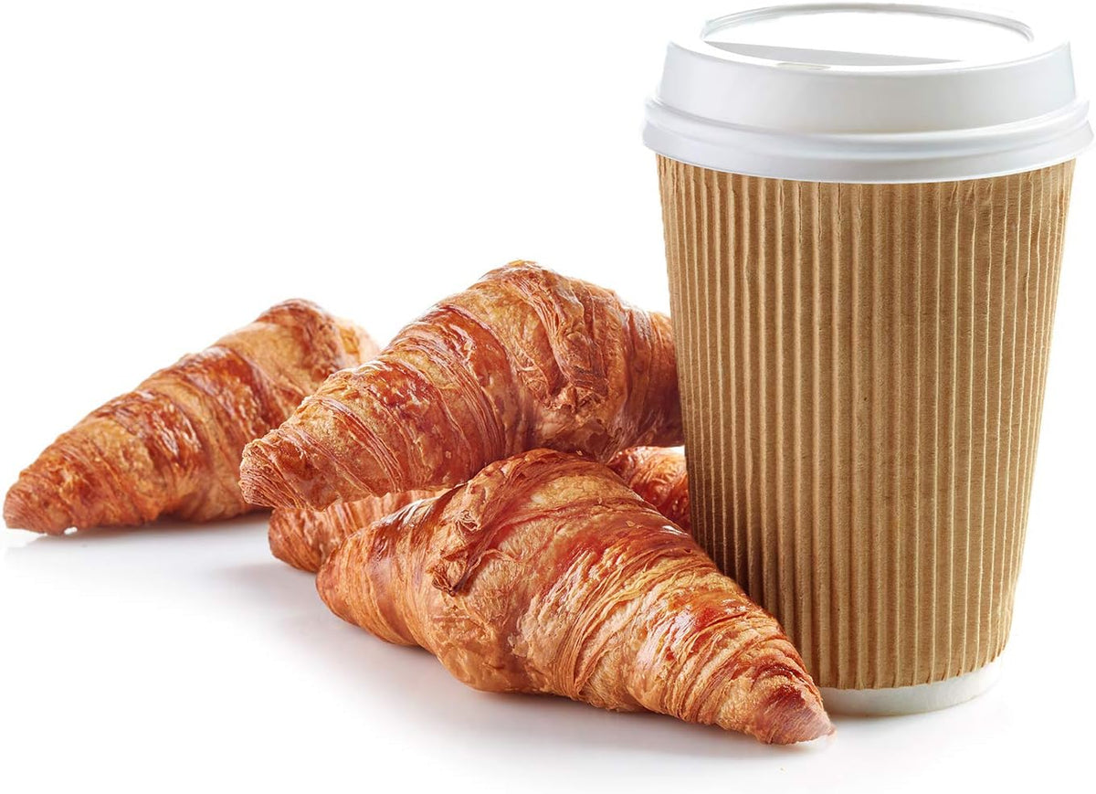 Gusto [12 oz. - 500 Count Insulated Kraft Ripple Paper Hot Cups, Disposable Coffee Cups With Lids - Ideal for Hot Beverages, Travel