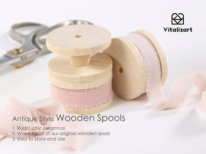 Vitalizart Pink Cotton Ribbon Handmade Fringe 5/8" x 21 Yd Pink & Cream White Pure Natural Cotton Ribbons for Valentines Day Gift Wrapping Wedding Invites Bridal Shower Bouquets Holiday Decor