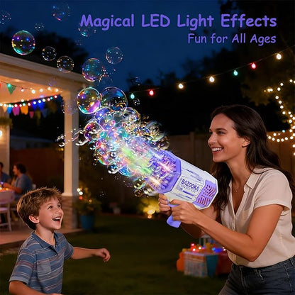 Petrella Toy Bubble Gun for Kids 69 Holes Bubble Machine for Toddlers 1-3 4-8 Girls Boys, Rechargeable Bazooka Bubble Blower Guns for Wedding Summer Outdoor Party with Bubble Solution