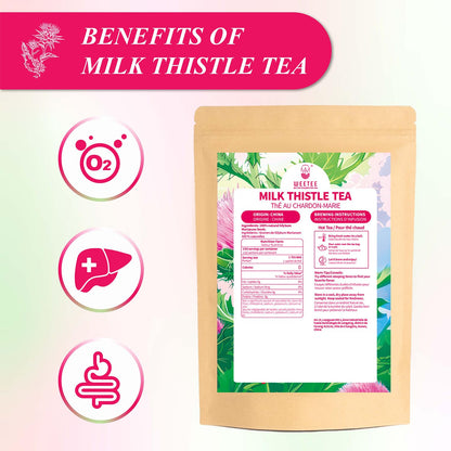 WT WEETEE Milk Thistle Tea Bags 100 Count, Made with 100% Pure Milk Thistle Seeds, Natural Caffeine-free Herbal Tea Detox Tea, Roasted Grain Flavor with Mild Sweetness